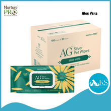 Load image into Gallery viewer, NurturePRO AG Silver Pet Wipes (100pcs x 24) Thick Wet Wipes, Alcohol Free, Antibacterial