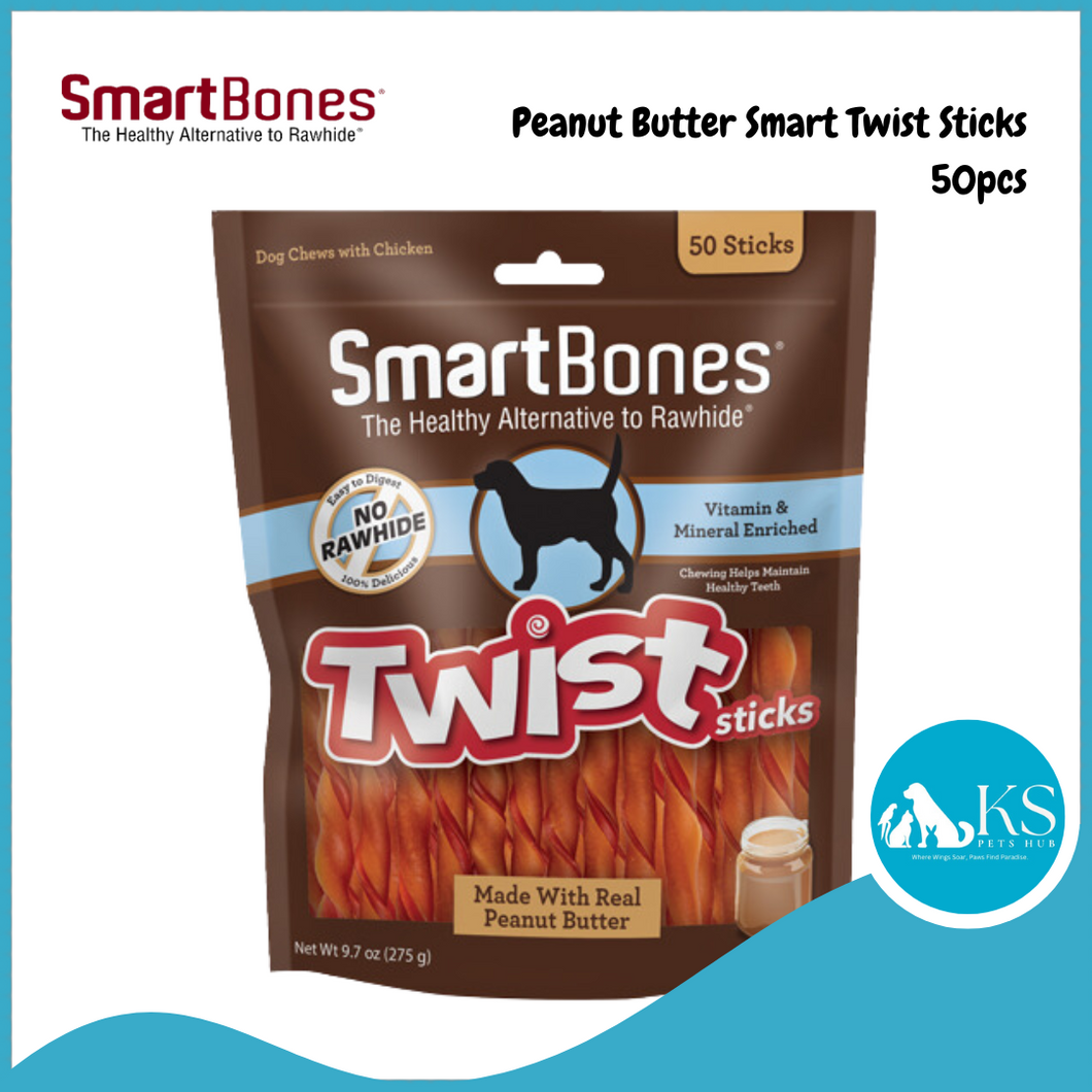 Smartbones Peanut Butter Smart Twist Sticks - 50pcs