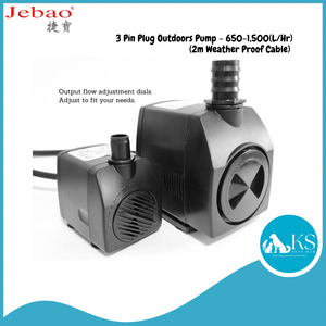 JEBAO 3 Pin Plug Outdoors Pump (2m Weather Proof Cable) - 650-1,500(L/Hr) Fish & Aquatic