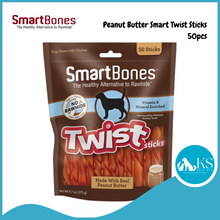 Load image into Gallery viewer, Smartbones Chicken &amp; Vegetables / Peanut Butter Smart Twist Sticks - 50 sticks - Dog Treats