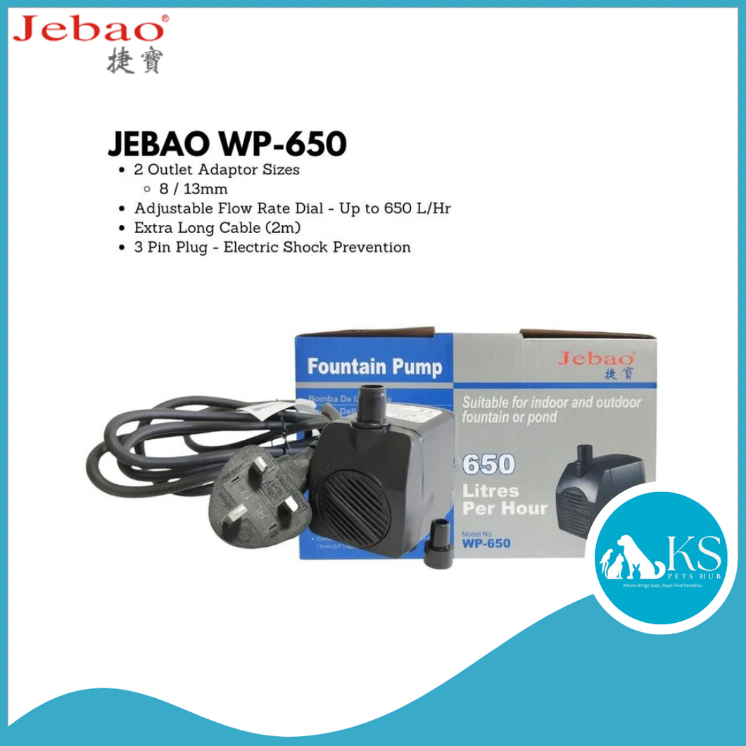 JEBAO 3 Pin Plug Outdoors Pump (2m Weather Proof Cable) - 650-1,500(L/Hr) Fish & Aquatic
