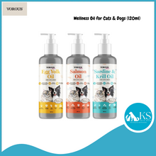 Load image into Gallery viewer, Vorous Wellness Oil for Cats &amp; Dogs (120ml) Egg Yolk / Salmon / Sardine &amp; Krill