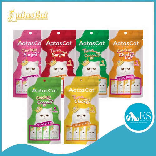 Aatas Cat Creme Puree Pouches Assorted Flavors (14g x 4)