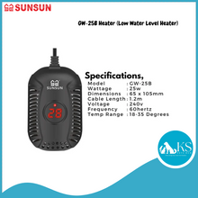 Load image into Gallery viewer, SUNSUN GW-25B Heater (Low Water Level Heater) Fish &amp; Aquatic