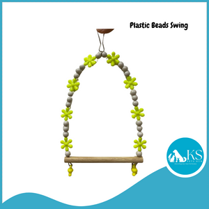 KSPH Assorted Plastic Beads Wood Perch Swing