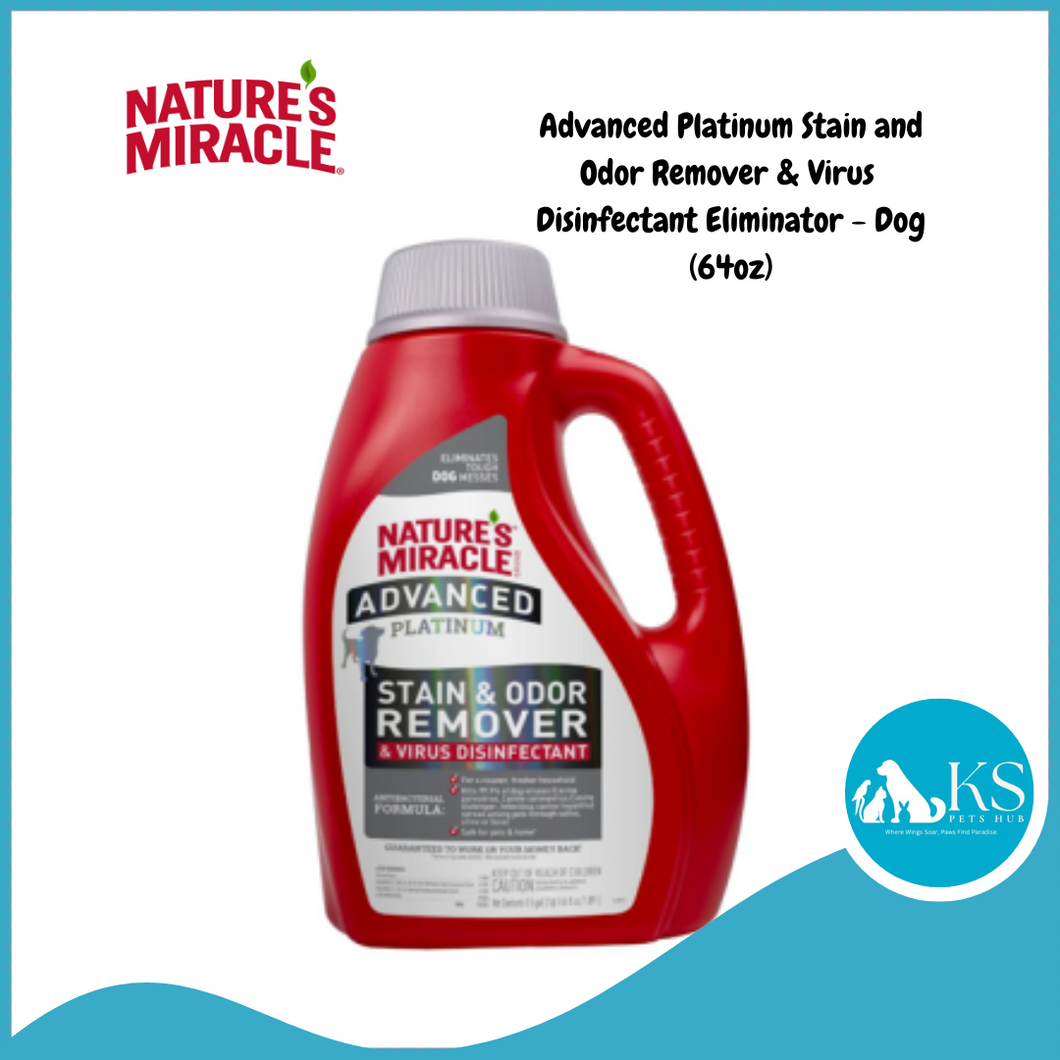 Nature’s Miracle Advanced Platinum Stain and Odor Remover & Virus Disinfectant Eliminator - Dog (64oz)