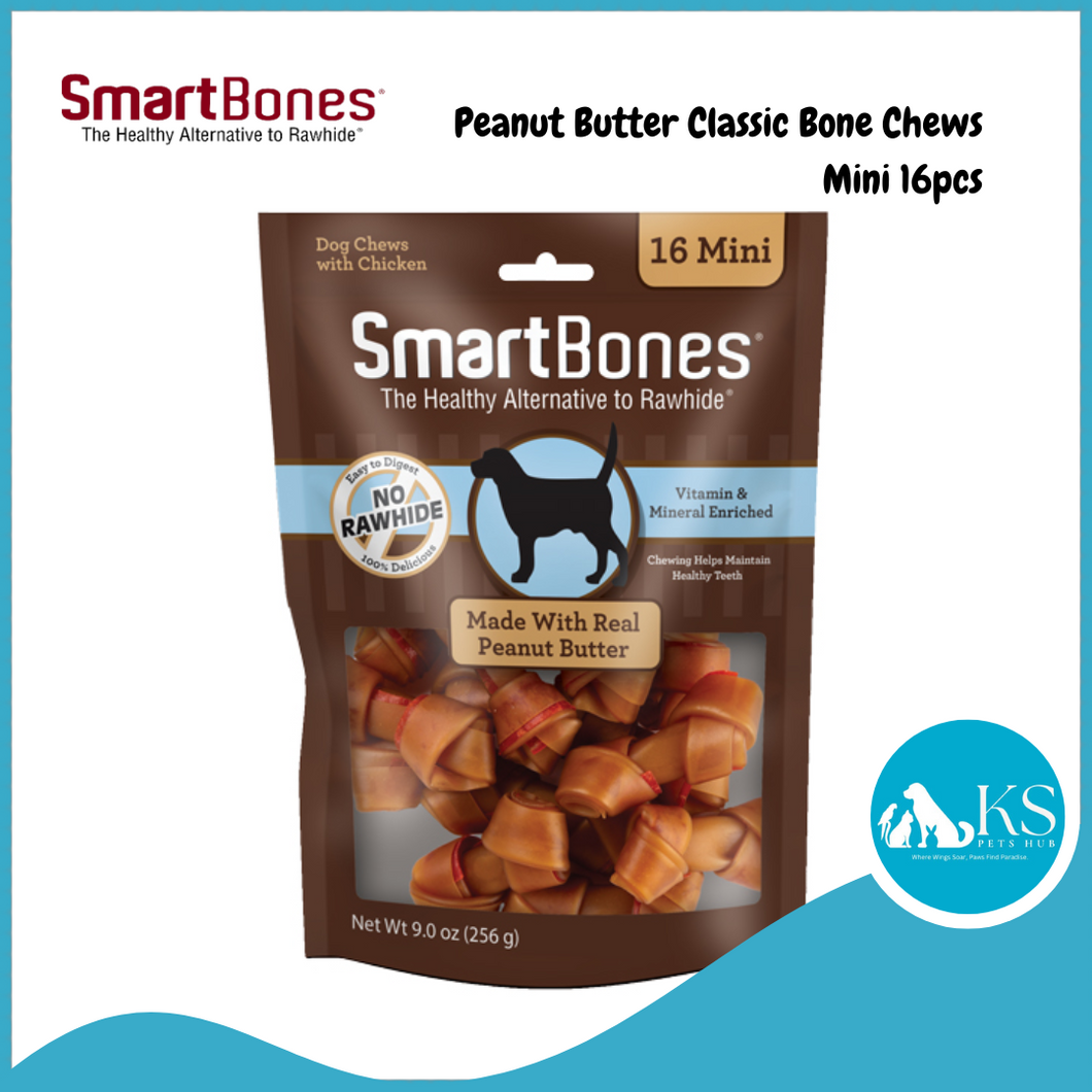 Smartbones Peanut Butter Classic Bone Chews - Mini 16pcs