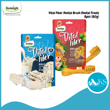 Load image into Gallery viewer, Dentalight Vital Fiber Dental Brush Dental Dog Treats 8pcs (80g) Vanilla Honey Fennel Seed Kumquat