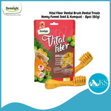 Load image into Gallery viewer, Dentalight Vital Fiber Dental Brush Dental Dog Treats 8pcs (80g) Vanilla Honey Fennel Seed Kumquat