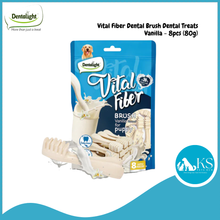 Load image into Gallery viewer, Dentalight Vital Fiber Dental Brush Dental Dog Treats 8pcs (80g) Vanilla Honey Fennel Seed Kumquat