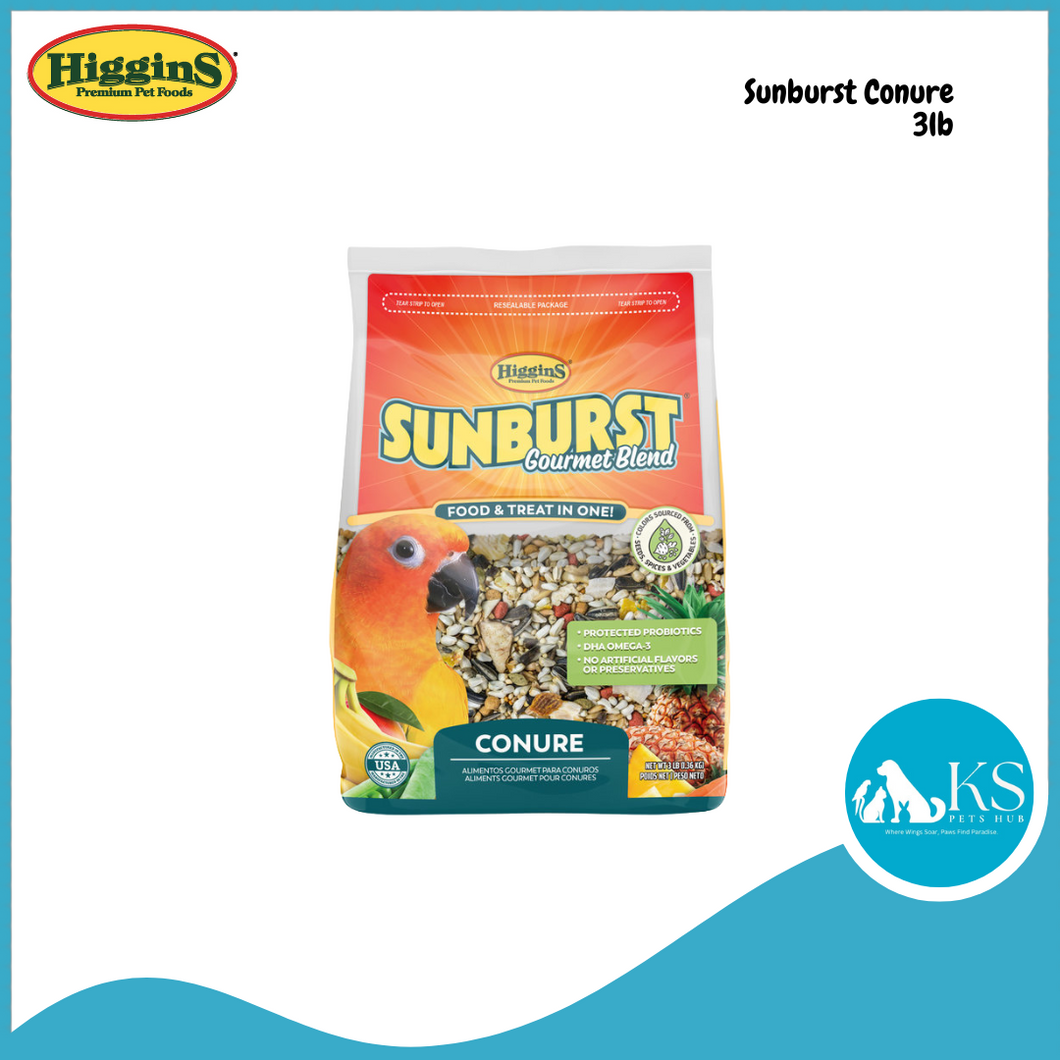 Higgins Sunburst Parakeet 2lb/ Conure 3lb / Cockatiel 3lb/ Parrot 3lb/ Macaw 3lb Bird Feed