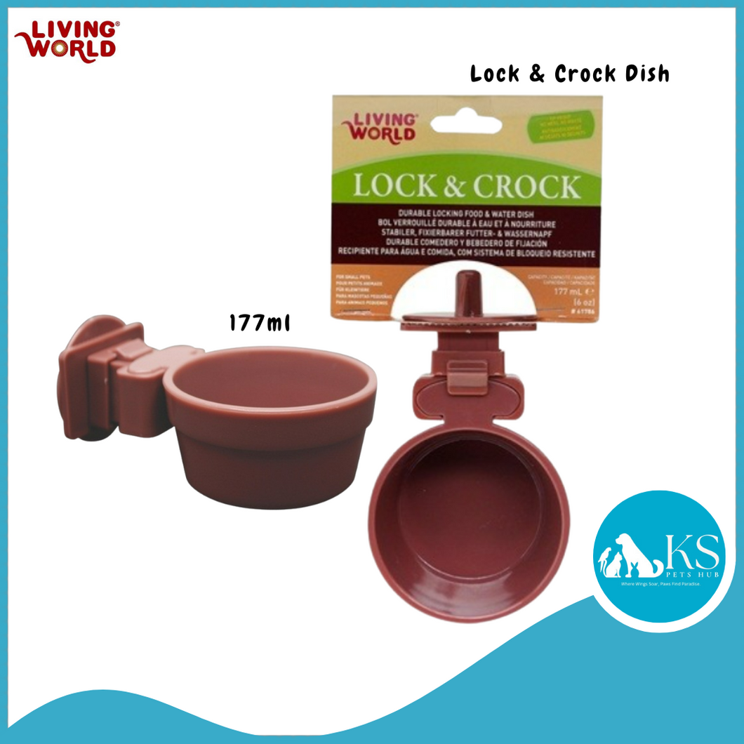Living World Lock & Crock Dish, Burgundy Plum / Olive Green (61786/61788) Pet Bowl