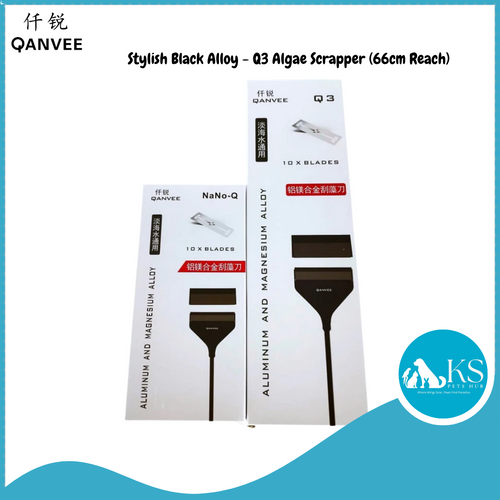 QANVEE - Stylish Black Alloy - Algae Scrapper - Nano Q (40cm Reach) / Q3 (66cm Reach) Fish & Aquatic