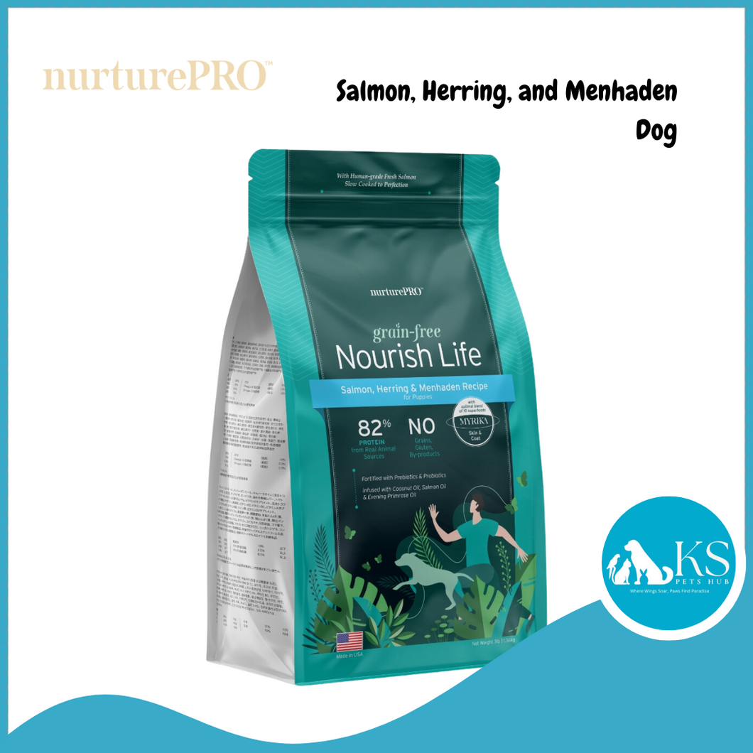 NurturePro Nourish Life Slow-cooked Grain-free Dry Dog Food, Puppies (Salmon,Herring,and Menhaden Recipe), 272g / 1.36kg / 4.99kg / 9.08kg Dog Feed