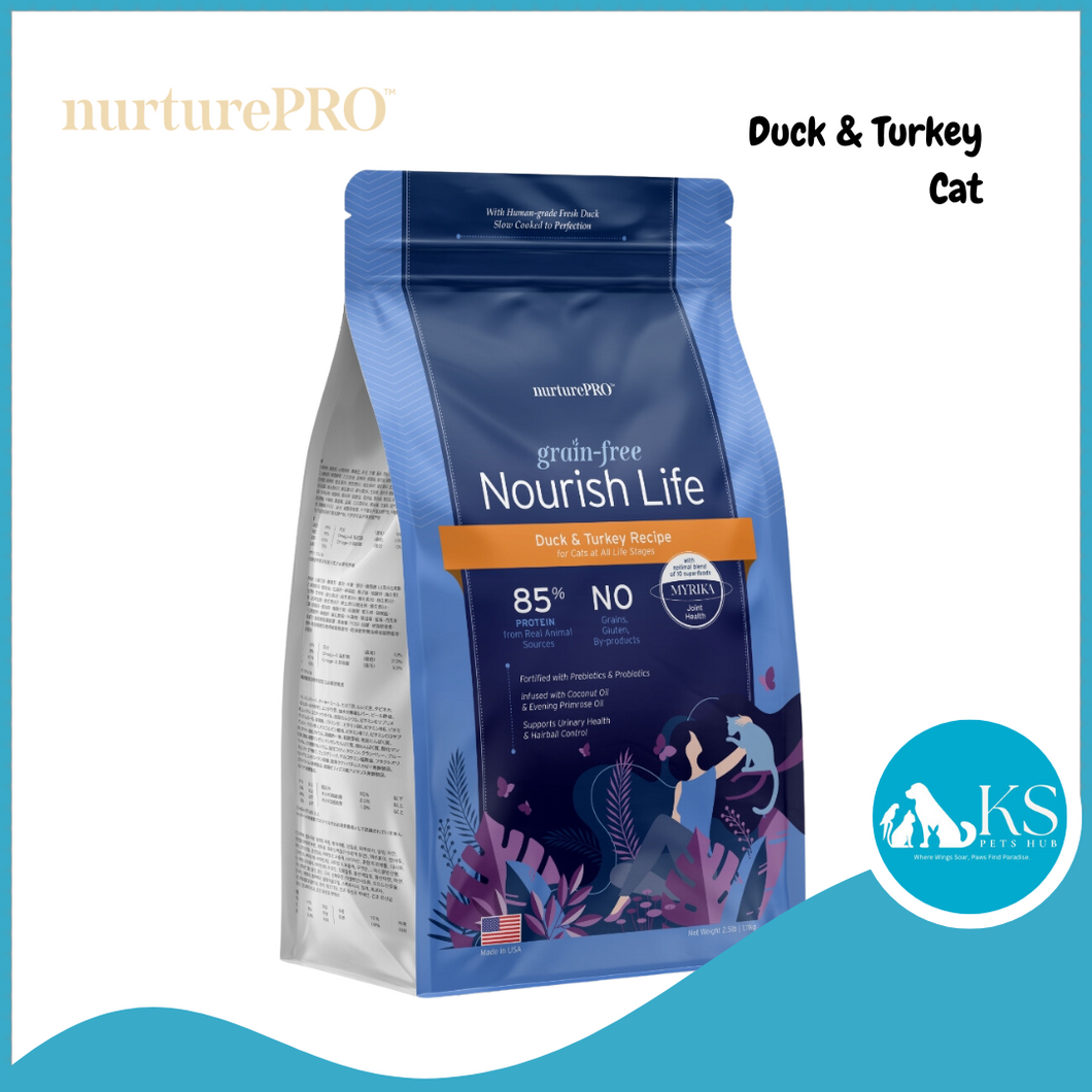 NurturePro Nourish Life Grain Free Duck and Turkey Recipe for Cats 227g / 1.11kg / 4.99kg Cat Feed