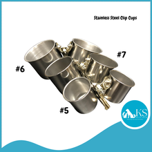Load image into Gallery viewer, KSPH Stainless Steel Clip Cups 4 sizes Parrot Bird Feeder on Perch (KSPH0005/KSPH0006/KSPH0007/KSPH0008)