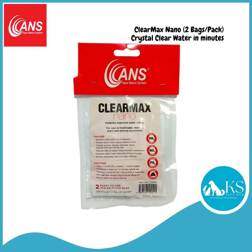 ANS ClearMax Nano (2 Bags/Pack) - Crystal Clear Water in minutes Fish & Aquatic