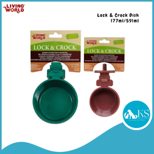 Load image into Gallery viewer, Living World Lock &amp; Crock Dish, Burgundy Plum / Olive Green (61786/61788) Pet Bowl