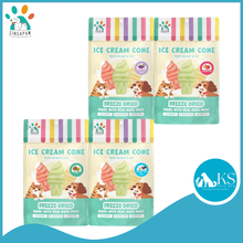 Load image into Gallery viewer, Singapaw Freeze Dried Ice Cream CONE Treats for Cats &amp; Dogs In Kiwi Milk Strawberry Purple Sweet Potato