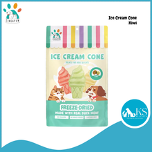 Load image into Gallery viewer, Singapaw Freeze Dried Ice Cream CONE Treats for Cats &amp; Dogs In Kiwi Milk Strawberry Purple Sweet Potato