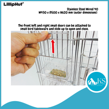 Load image into Gallery viewer, [Stainless Steel] Lilliphut Wired 40 White Parrot Bird Cage Durable Spacious Easy‑Clean Bird Cage for Parrots &amp; Medium Birds