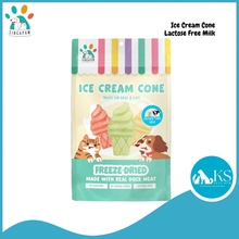 Load image into Gallery viewer, Singapaw Freeze Dried Ice Cream CONE Treats for Cats &amp; Dogs In Kiwi Milk Strawberry Purple Sweet Potato