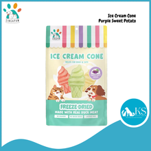 Load image into Gallery viewer, Singapaw Freeze Dried Ice Cream CONE Treats for Cats &amp; Dogs In Kiwi Milk Strawberry Purple Sweet Potato