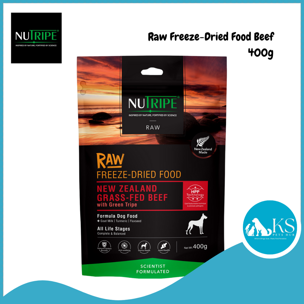 Nutripe Raw Freeze Dried New Zealand Grass-fed Beef with Beef Green Tripe Formula Dog 400g