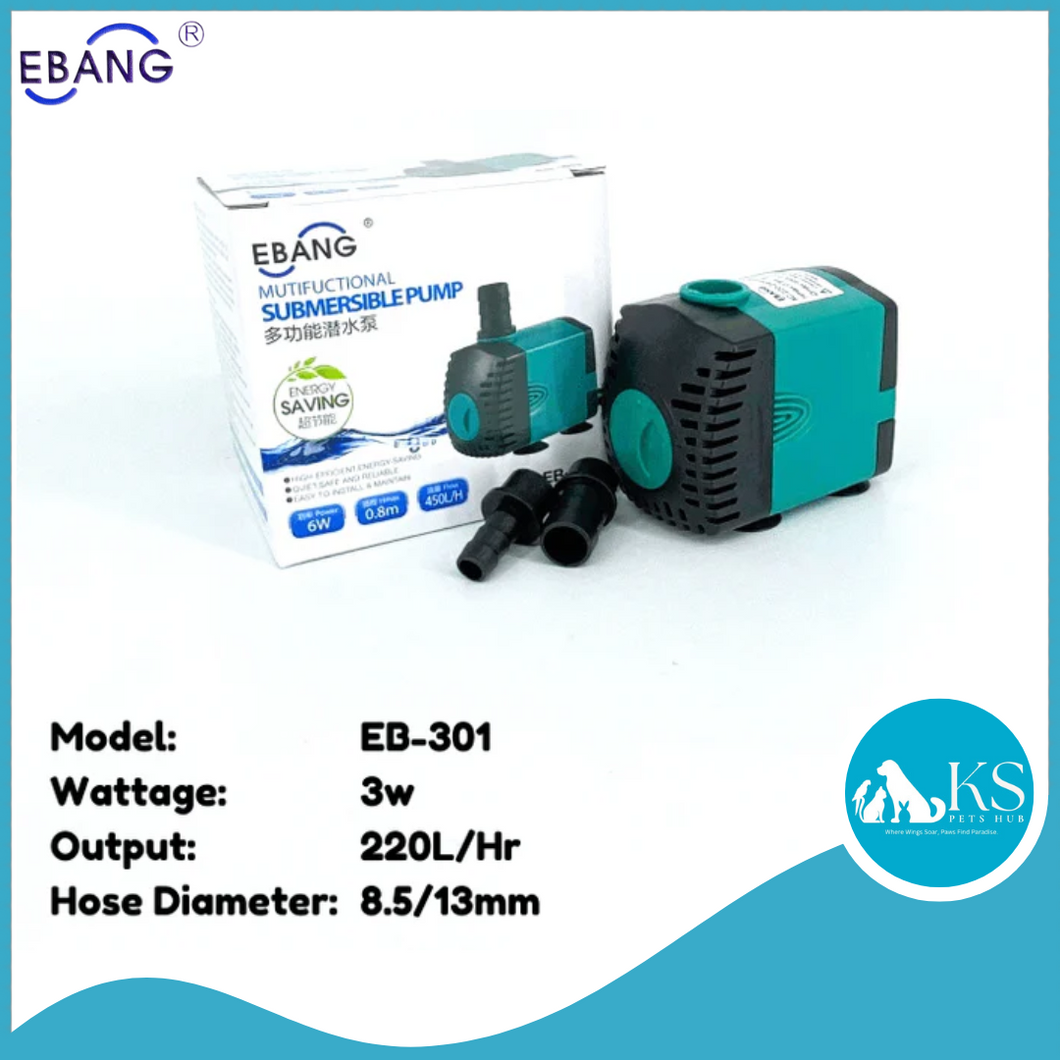 EBANG Submersible Pump - 300 Series (220-3000L/Hr) Fish & Aquatic