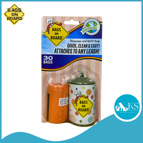 Bags on Board Polka Dot Waste Pick-Up Bags Dispenser (15 Bags x 2)