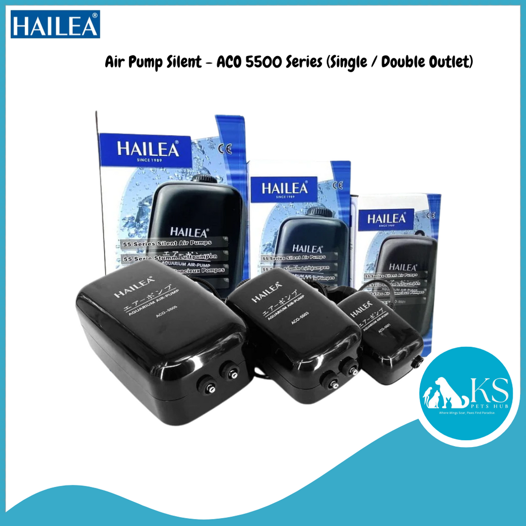 HAILEA Air Pump Silent - ACO 5500 Series (Single / Double Outlet) Fish & Aquatic