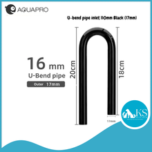 Load image into Gallery viewer, AQUAPRO U-bend pipe inlet 110mm Black (13mm/17mm) Fish &amp; Aquatic
