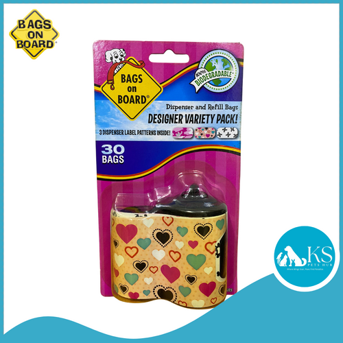 Bags on Board Designer Variety Pack Waste Pick-Up Bags Dispenser (15 Bags x 2) For Dogs