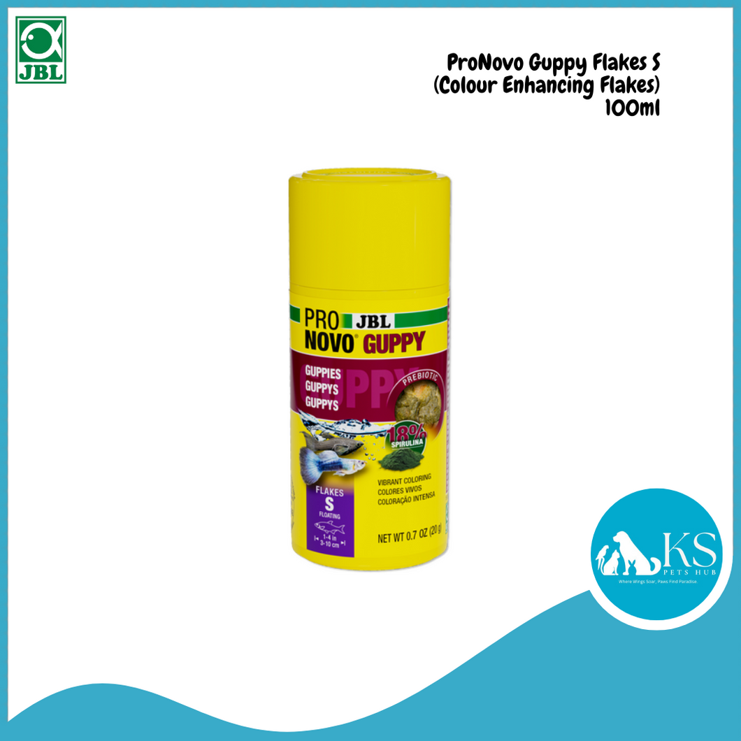JBL ProNovo Guppy Flakes S (Colour Enhancing Flakes) Fish Feed 100ml / 250ml