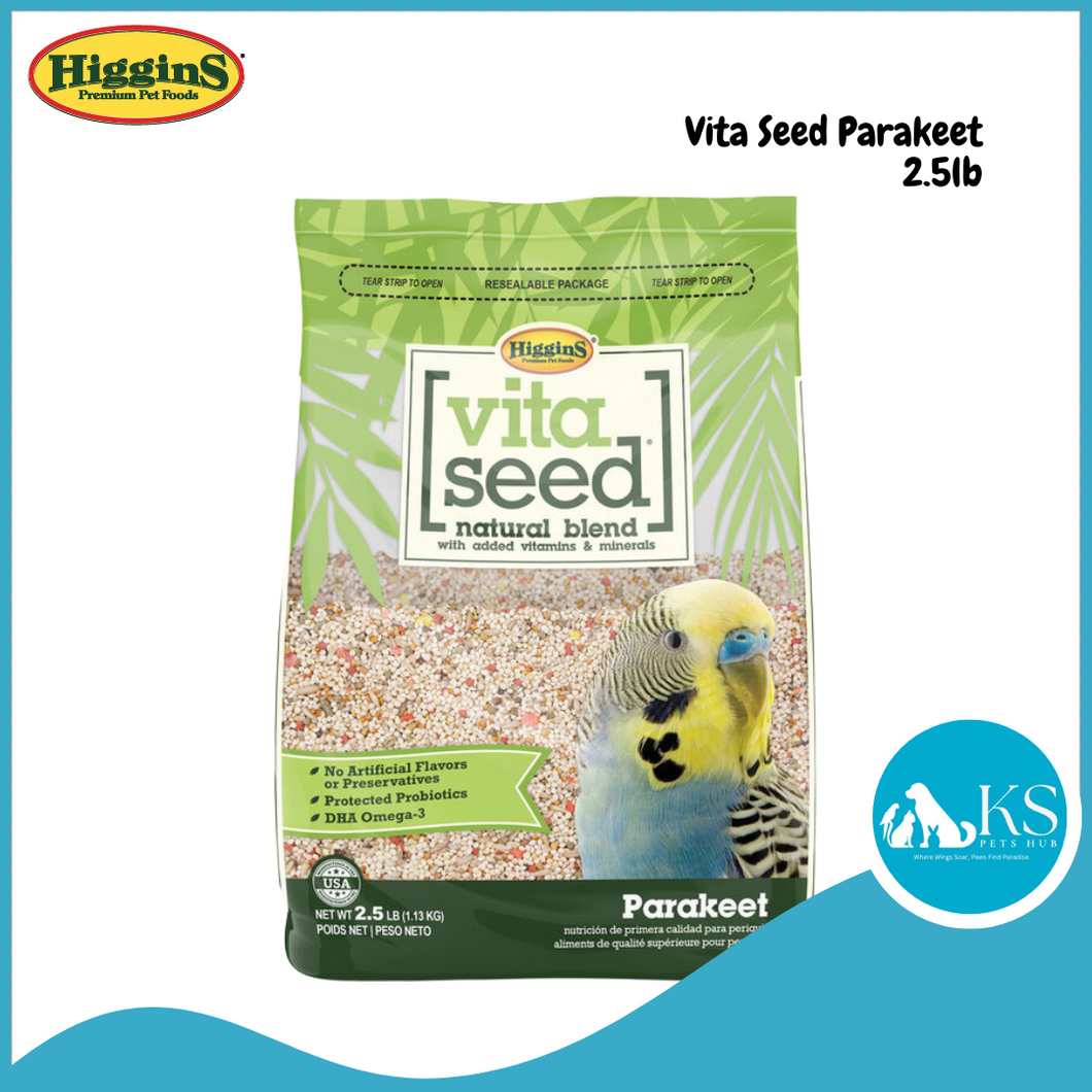 Higgins Vita Seed Parakeet Conure Lovebird Cockatiel 2.5lb / Parrot 3lb/ California Blend 5lb Bird Feed