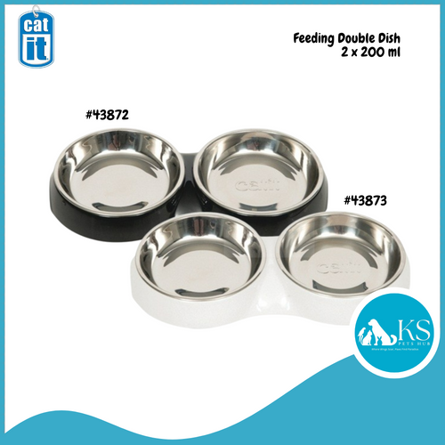 Catit Feeding Double Dish - Black - 2 x 200 ml (6.83 fl oz) #43872 / #43873