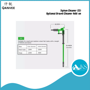 QANVEE Siphon Cleaner (S3/S6) & Optional Gravel Cleaner Add-on Fish & Aquatic