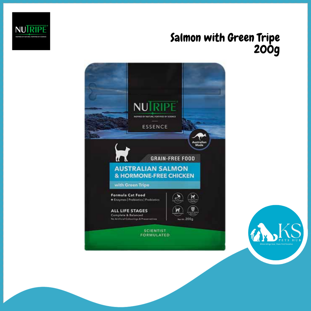 Nutripe Essence Australian Salmon and Hormone-Free Chicken with Green Tripe 200g / 1.8kg Cat Feed