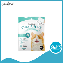 Load image into Gallery viewer, Loveabowl Clean-A-Tooth Dental Cleaning Wipes Cats &amp; Dogs 50pcs Freshens Breath Soothes Gums Oral Care