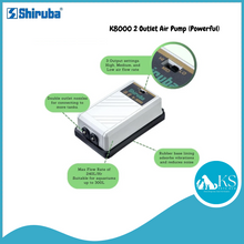 Load image into Gallery viewer, SHIRUBA K8000 2 Outlet Air Pump (Powerful) Fish &amp; Aquatic