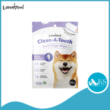 Load image into Gallery viewer, Loveabowl Clean-A-Tooth Dental Cleaning Wipes Cats &amp; Dogs 50pcs Freshens Breath Soothes Gums Oral Care