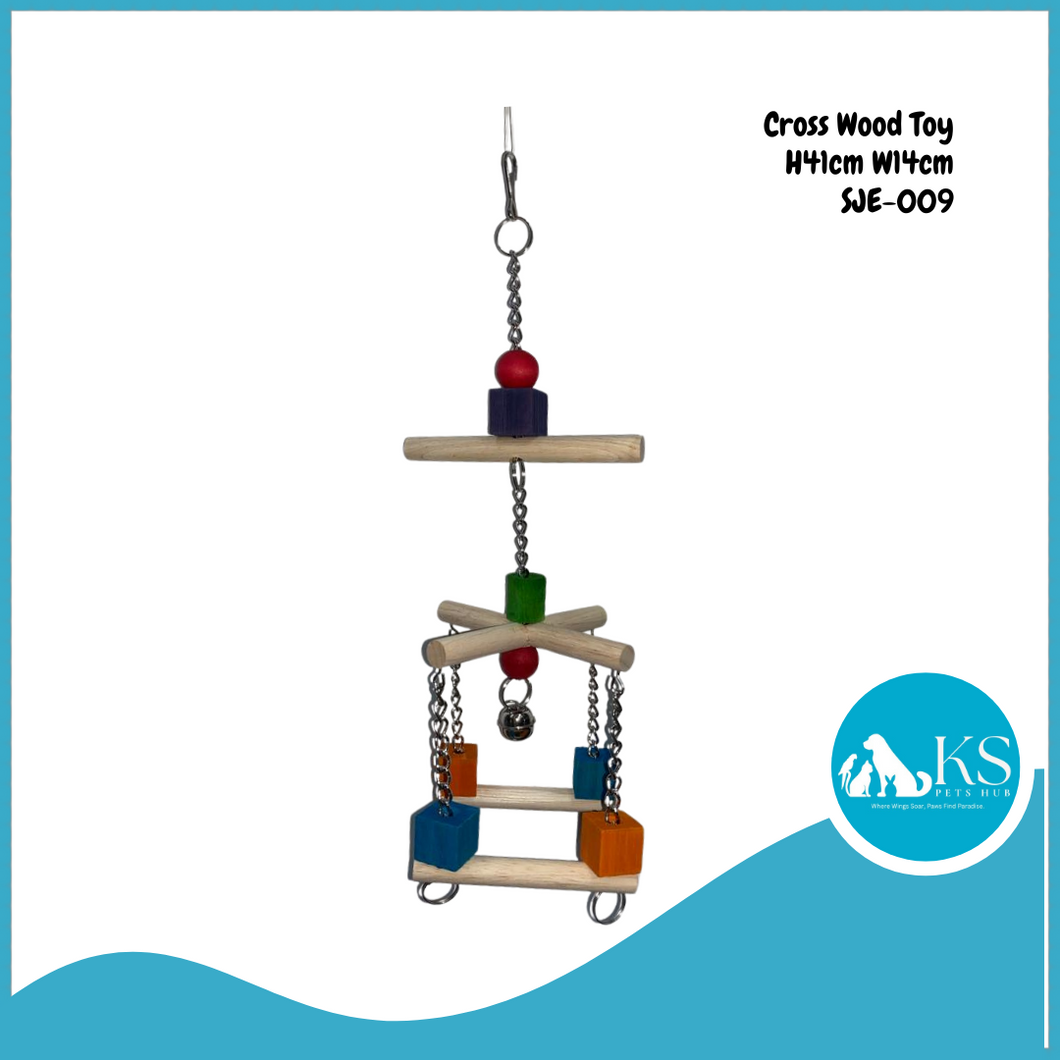 KSPH Wood Cross Chain with Beads & Bell SJE-009