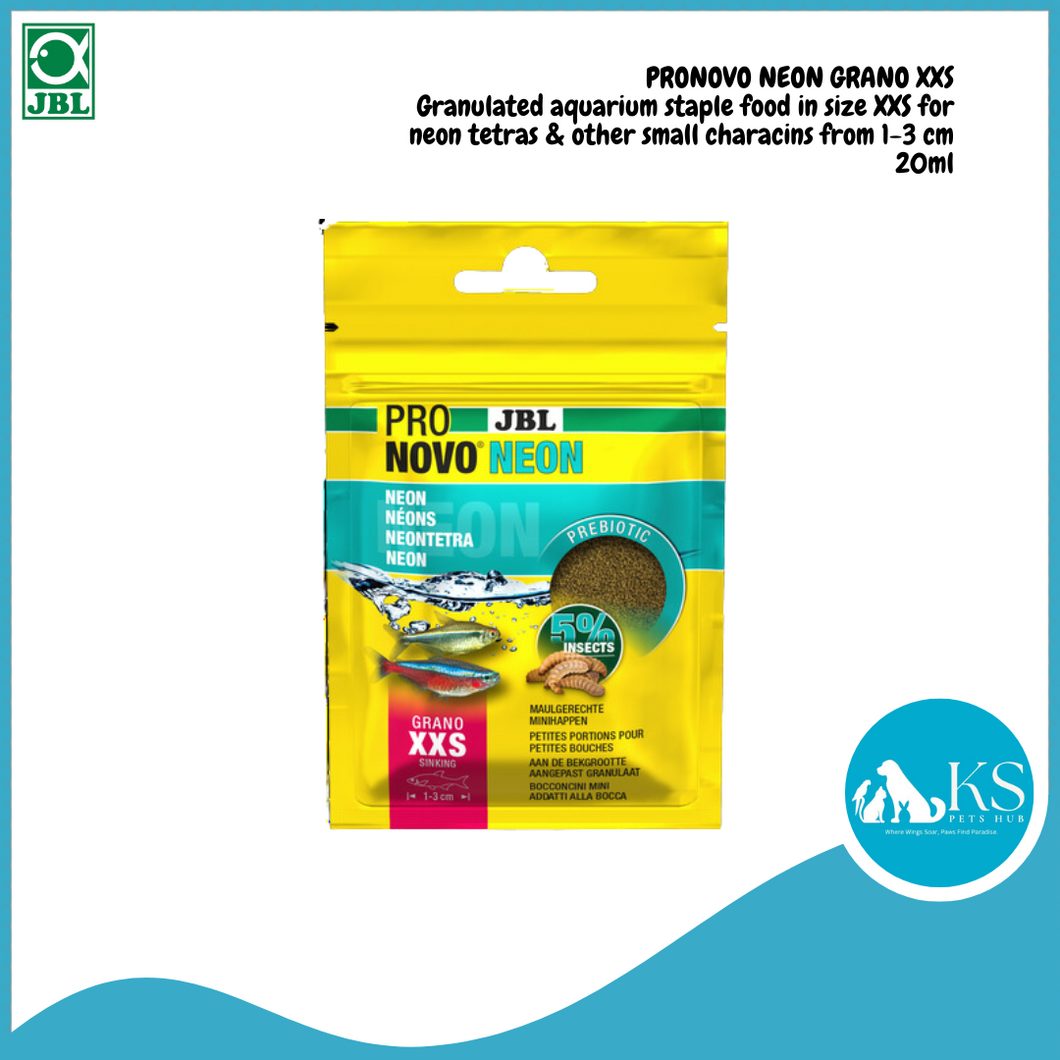 JBL PRONOVO NEON GRANO XXS 20ml / 100ml (size XXS for neon tetras & other small characins from 1-3 cm) Fish & Aquatic