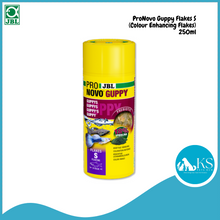 Load image into Gallery viewer, JBL ProNovo Guppy Flakes S (Colour Enhancing Flakes) Fish Feed 100ml / 250ml
