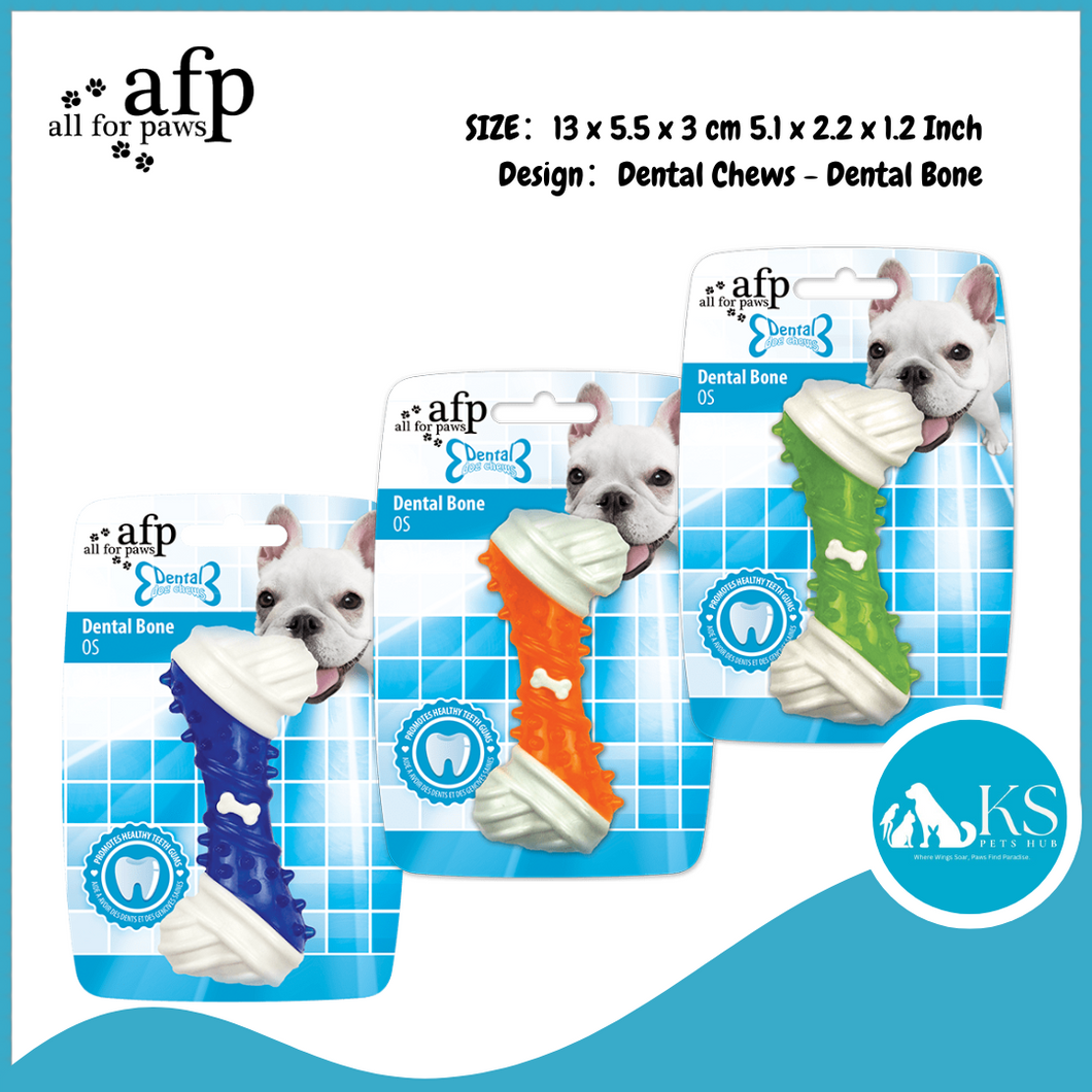 AFP - All For Paws - Dental Bone Dog Chew Teething Puppy - Blue Green Orange