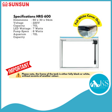 Load image into Gallery viewer, SUNSUN HRG-600 Aquarium (60cm) - Tank Only (Black / White) Fish &amp; Aquatic