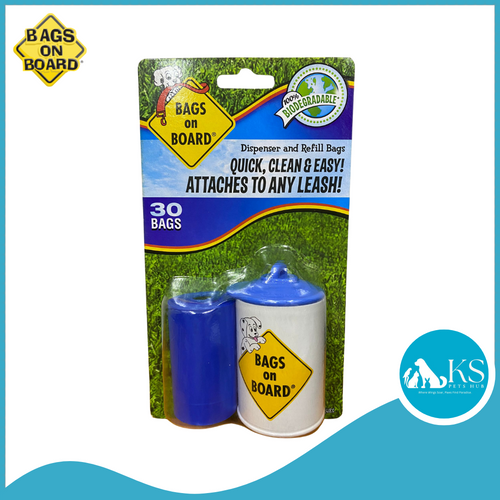 Bags on Board White Color Waste Pick-Up Bags Dispenser (15 Bags x 2) For Dogs