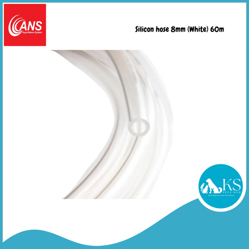 [60m] ANS Silicon hose 8mm (White) 60m Fish & Aquatic