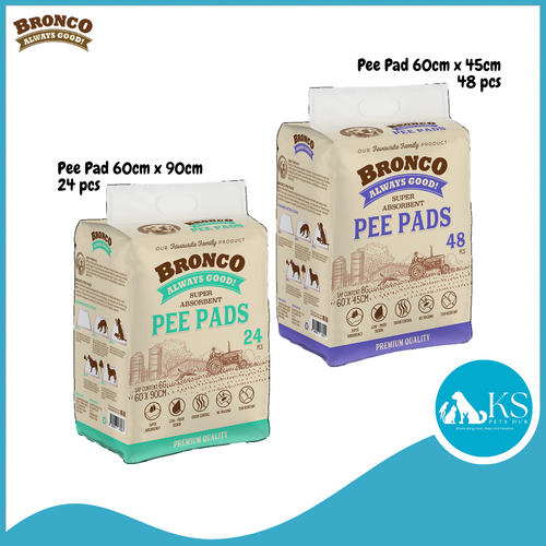 Bronco Super Absorbent Pee Pads 24pcs 60cm x 90cm / 48pcs 60cm x 45cm Toilet Training