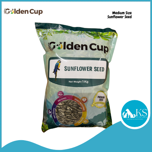 Golden Cup Medium Sunflower Seeds 1kg for Parrot Birds Treats